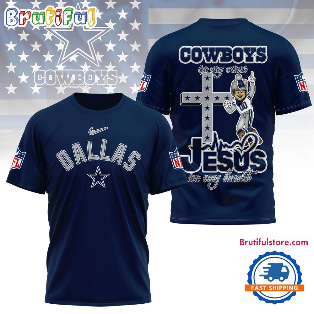 NFL Dallas Cowboys Jesus In My Veins In My Heart All Over Print Shirt