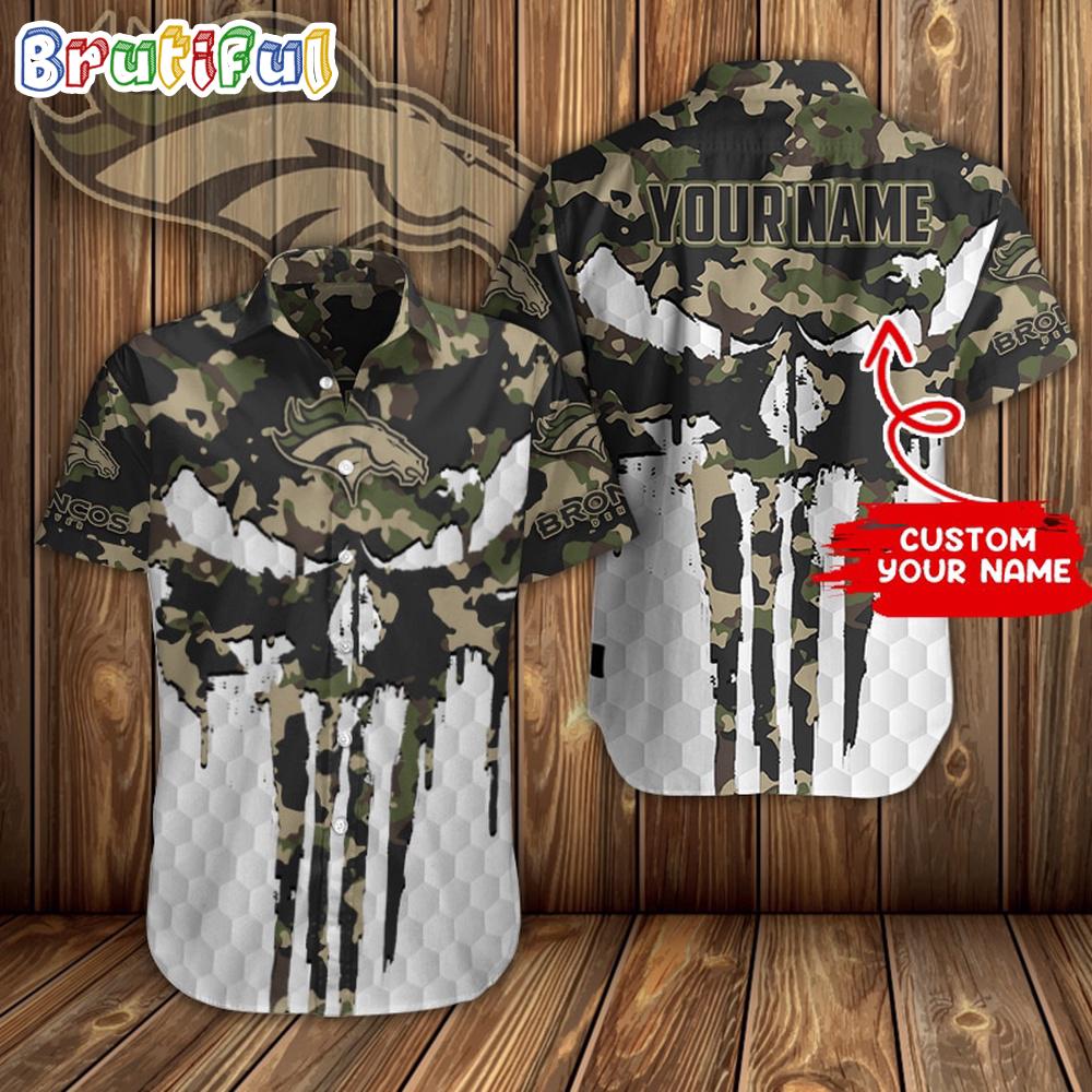 NFL Denver Broncos Camo Veterans Military Hawaiian Shirt