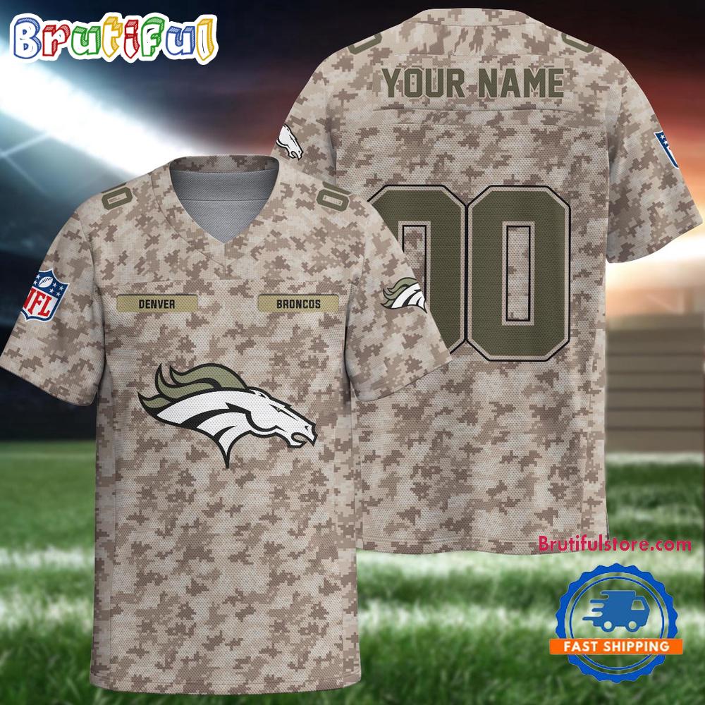 NFL Denver Broncos Camo Veterans Personalized Football Jersey