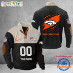 NFL Denver Broncos Football Team Custom Name And Number Buttoned Collar Sweatshirt