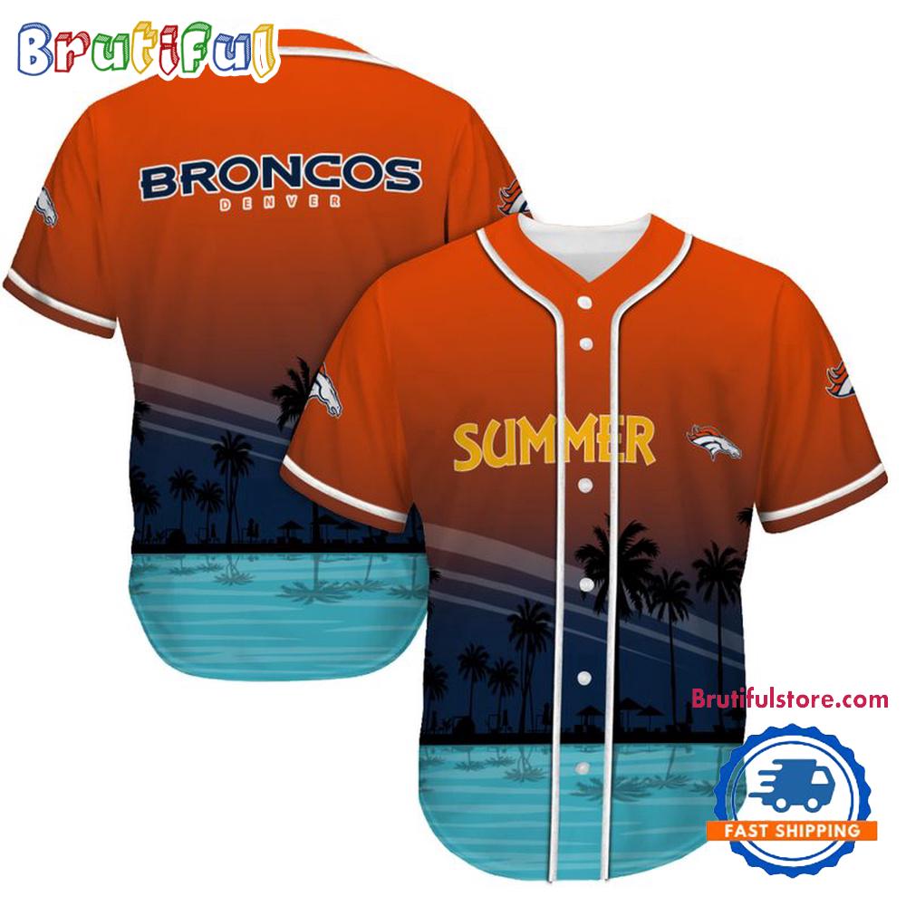 NFL Denver Broncos Palm Trees Summer On The Beach Baseball Jersey