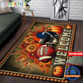 NFL Denver Broncos Pumpkin Flower Football Halloween Rectangle Rug