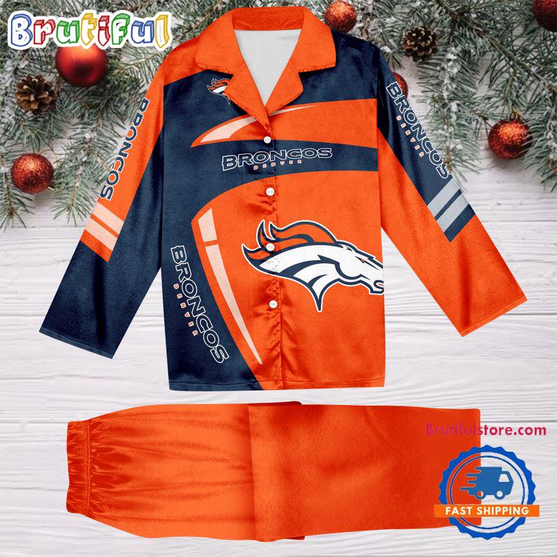 NFL Denver Broncos Special Football Team Winter Season Satin Pajamas Set