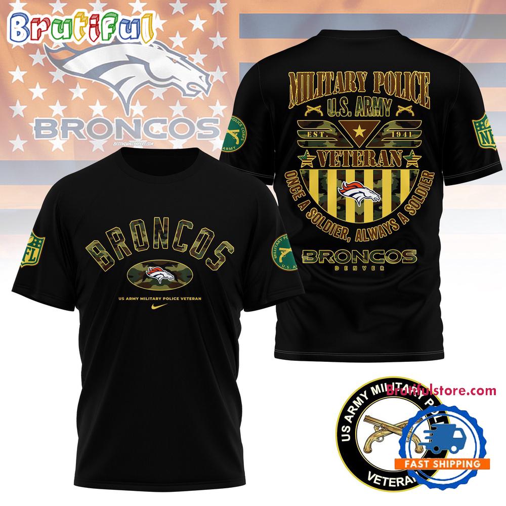 NFL Denver Broncos US Army Military Police Veteran 3D Shirt