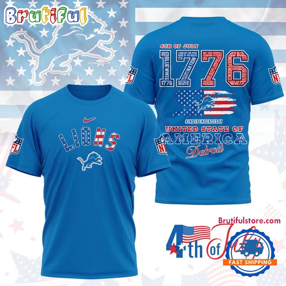 NFL Detroit Lions 4th of July Happy Independence Day 1776 3D Shirt