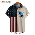 NFL Detroit Lions American Flag Summer Button Hawaiian Shirt