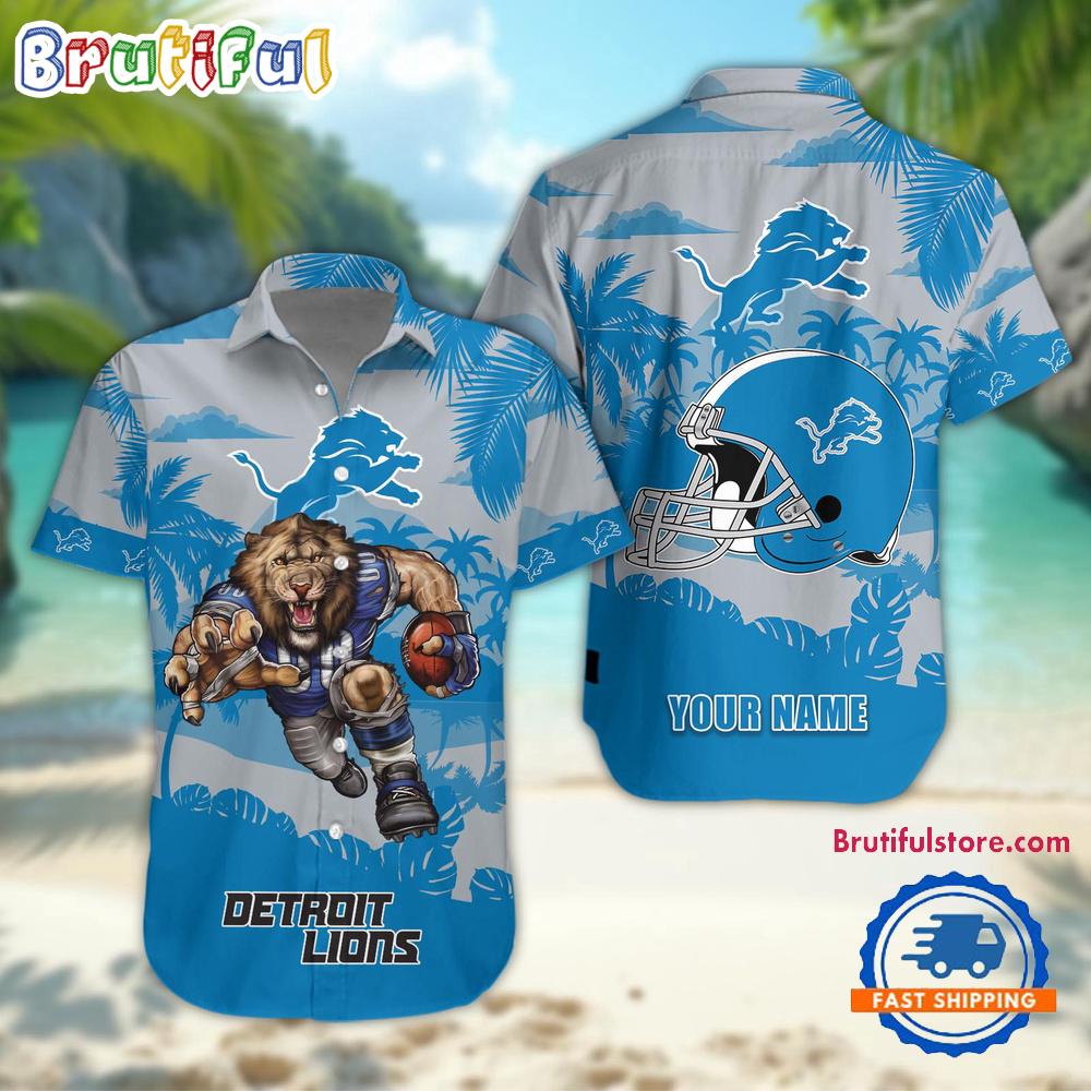 NFL Detroit Lions Football Mascot Summer Hawaiian Shirt