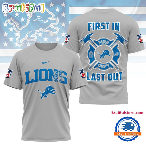 NFL Detroit Lions Football Team Fire Dept Design T Shirt