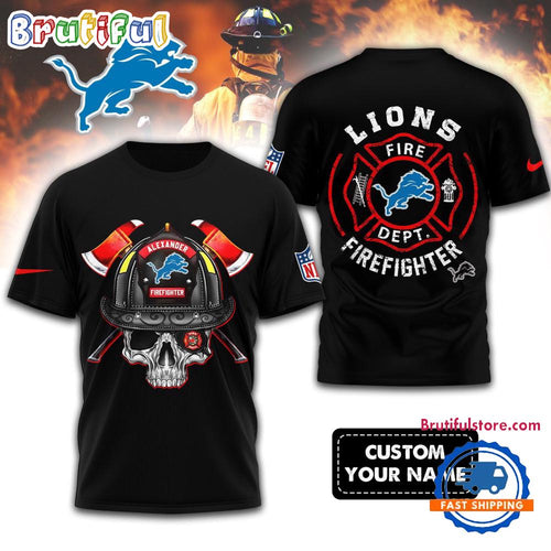 NFL Detroit Lions Football Team Fire Fighter Unisex 3D Shirt
