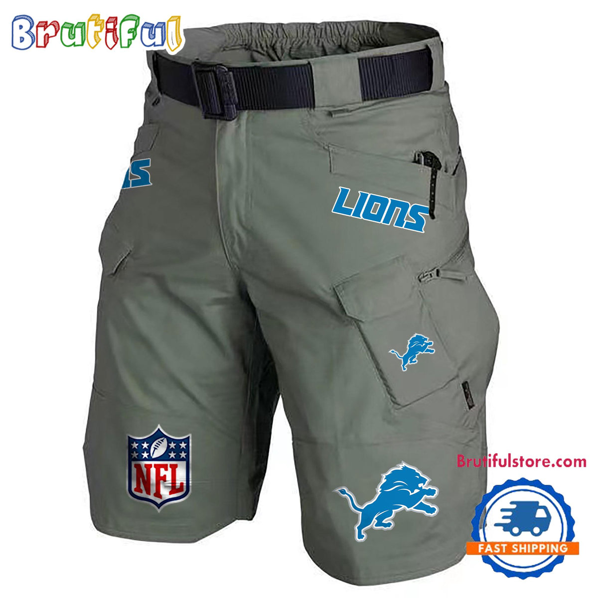 NFL Detroit Lions Football Team Military Tactical Shorts