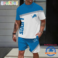 NFL Detroit Lions Stripe Pattern Summer T Shirt And Shorts Set