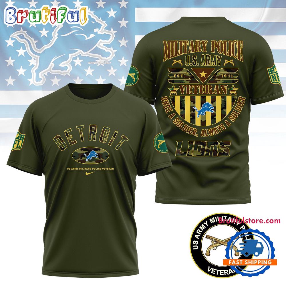 NFL Detroit Lions US Army Military Police Veteran All Over Print Shirt