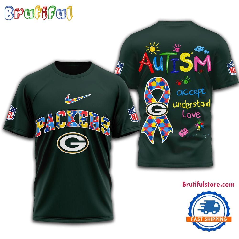 NFL Green Bay Packers 2025 Autism Awareness 3D Shirt