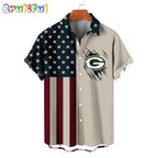 NFL Green Bay Packers American Flag Summer Button Hawaiian Shirt