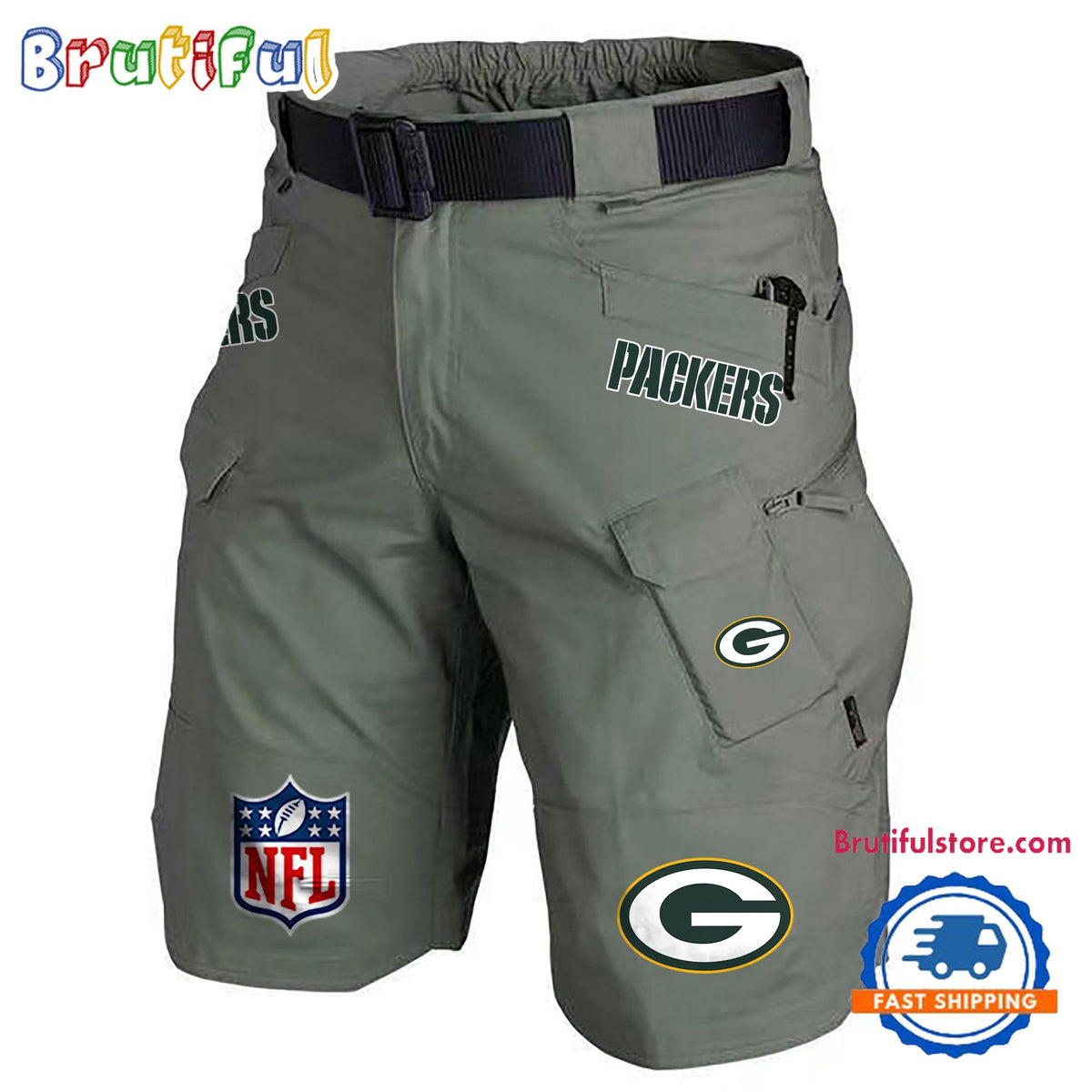 NFL Green Bay Packers Football Team Military Tactical Shorts