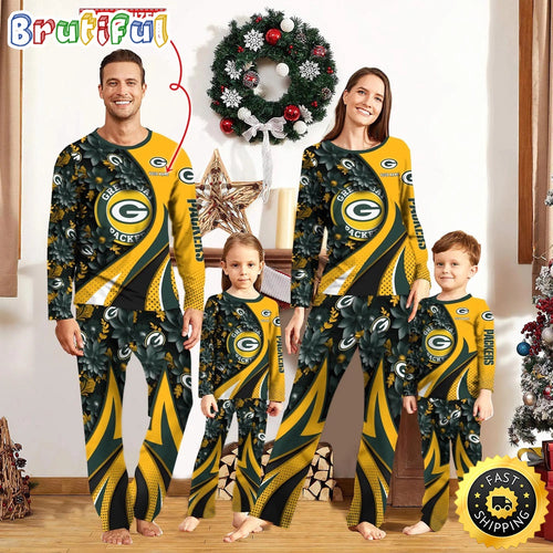 NFL Green Bay Packers Pajamas Flower For Family Custom Name Pajamas