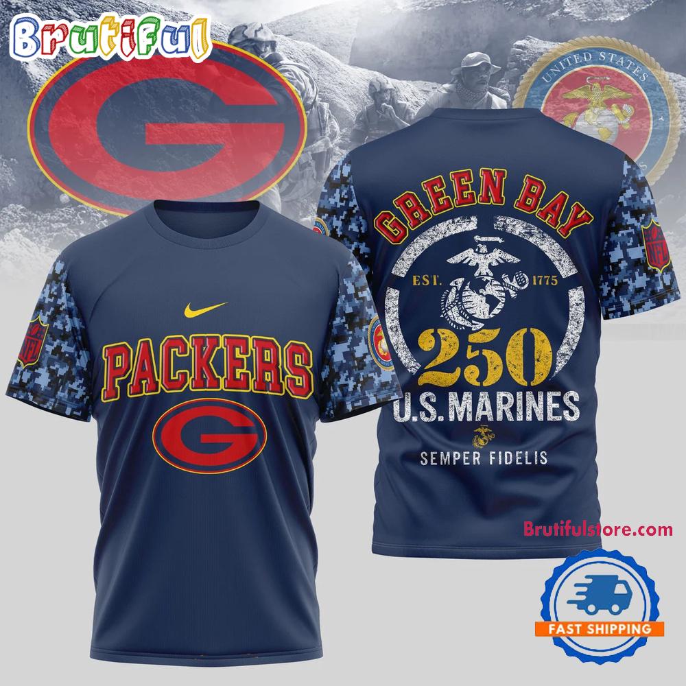 NFL Green Bay Packers US Marines 250 Years Est.1775 Unisex 3D T Shirt