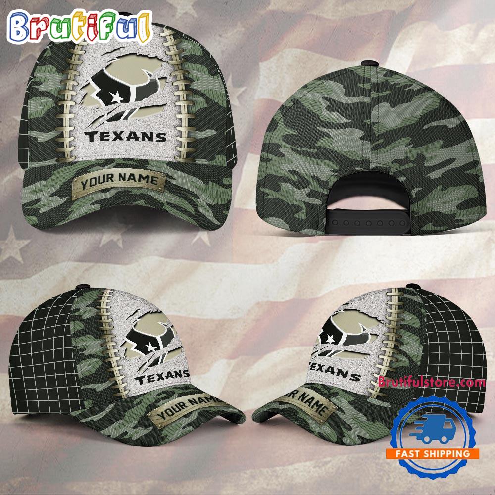NFL Houston Texans Camo Hunting Custom Name Classic Cap