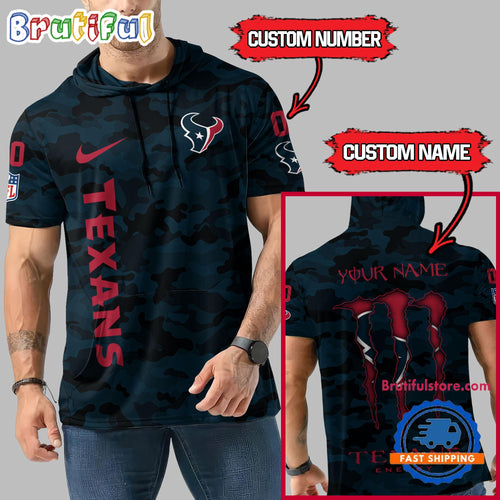NFL Houston Texans Custom Name Camo Sleeveless Hoodie Design