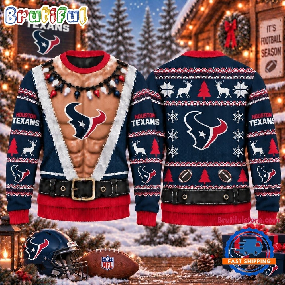 NFL Houston Texans Funny Body Design Christmas Ugly Sweater