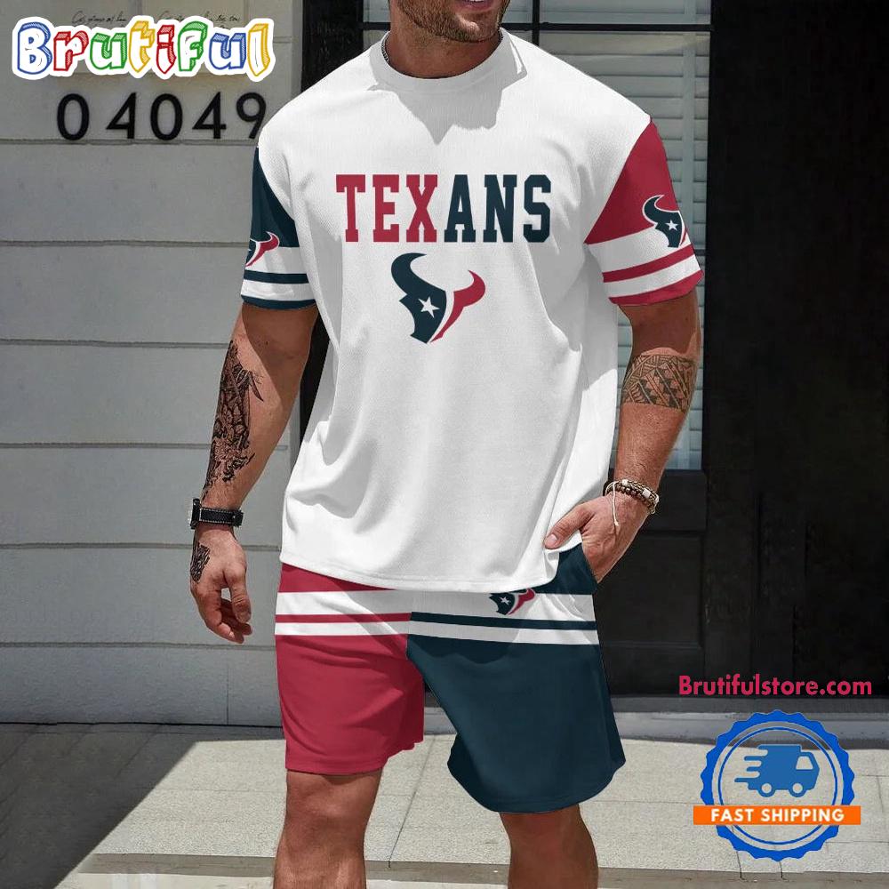 NFL Houston Texans Logo Team Design T Shirt And Shorts Set