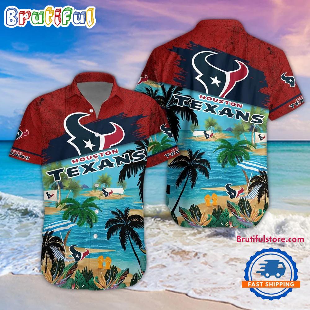 NFL Houston Texans Palm Tree Summer Beach Aloha Hawaiian Shirt