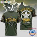 NFL Houston Texans US Army 250th Birthday Celebration 3D Shirt