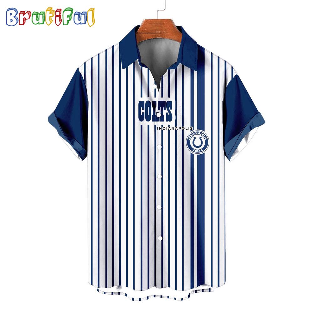 NFL Indianapolis Colts Classic Retro Mascot Line Summer Beach Hawaiian Shirt