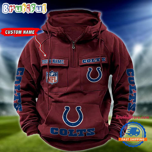NFL Indianapolis Colts Football Team Custom Name Cargo Hoodie