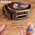 NFL Indianapolis Colts Football Team Logo Helmets Custom Men’s Leather Belt