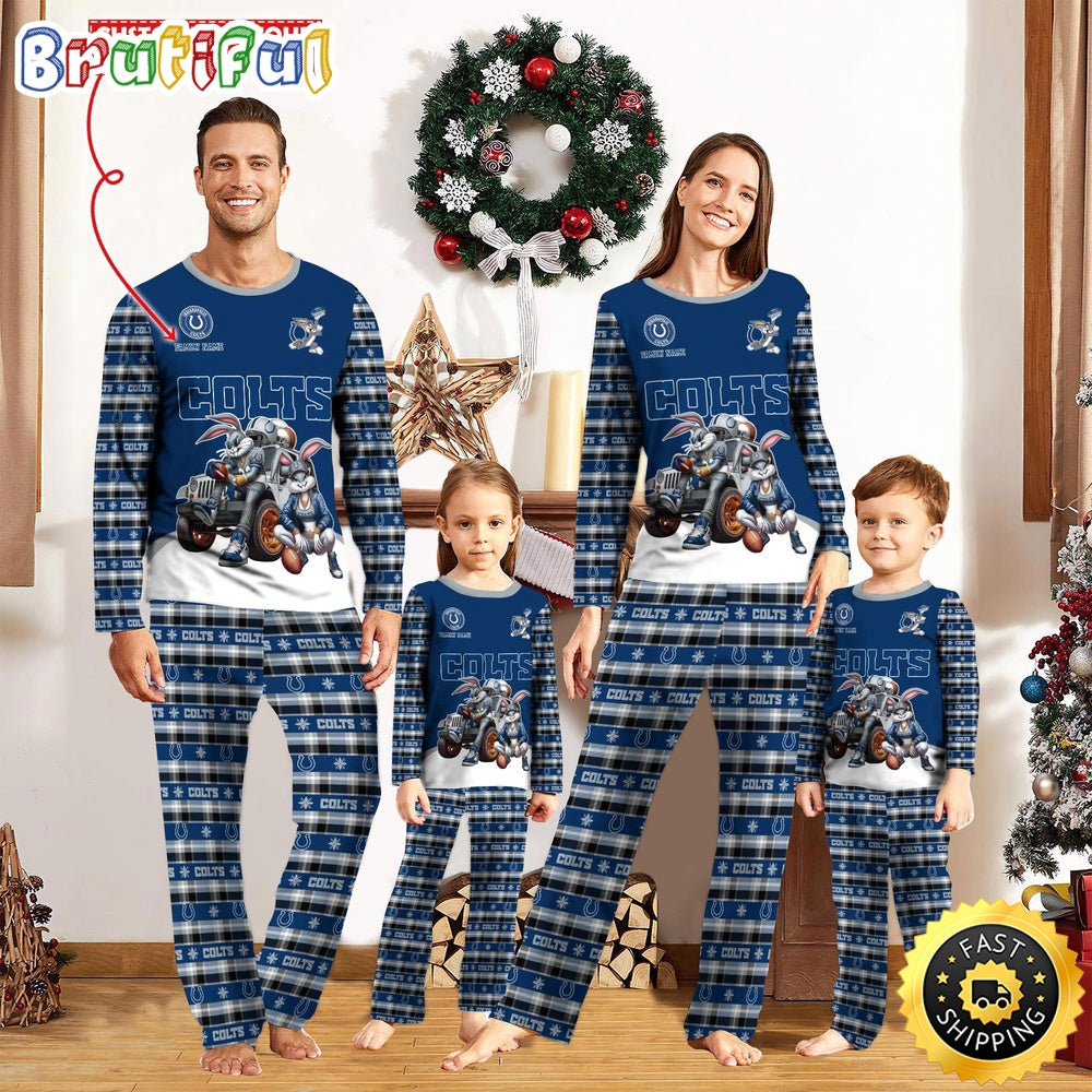 NFL Indianapolis Colts Pajamas Bunny Sports For Family Custom Name Pajamas