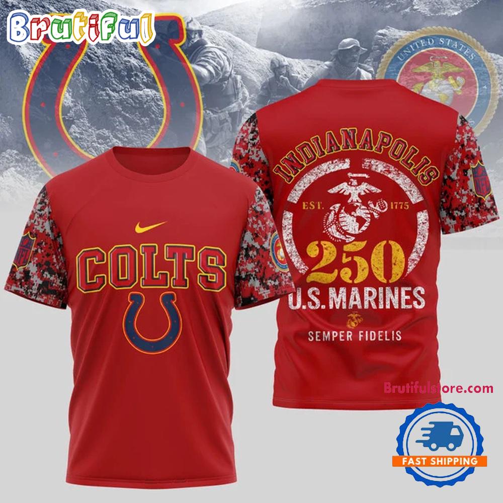 NFL Indianapolis Colts US Marines 250 Years Semper Fidelis 3D Shirt
