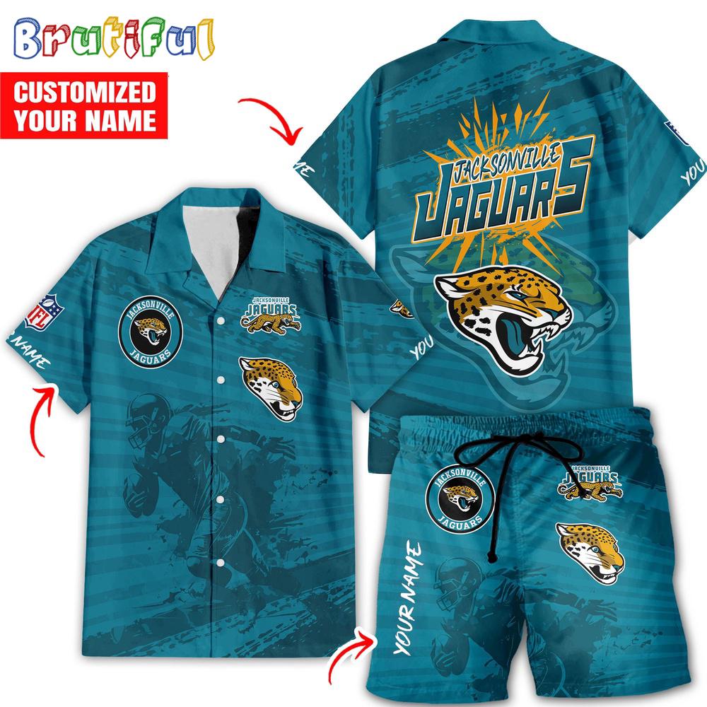 NFL Jacksonville Jaguars Combo Hawaiian Shirt And Shorts, Football Summer Beach Hawaiian Sets