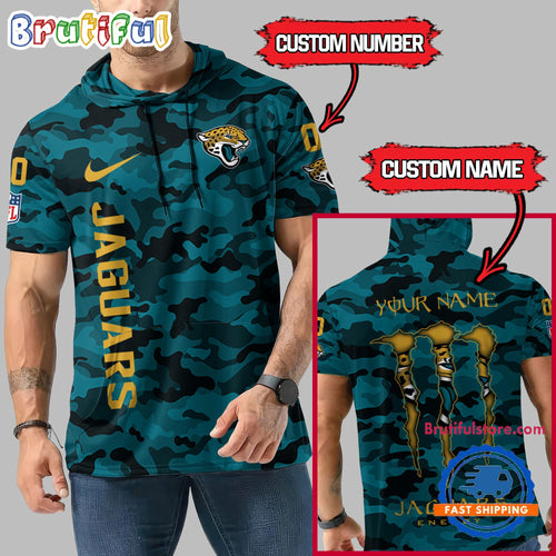 NFL Jacksonville Jaguars Custom Name Camo Sleeveless Hoodie Design