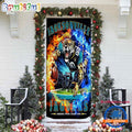 NFL Jacksonville Jaguars Mascot Football Christmas Door Cover, Football Xmas Door Cover