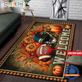 NFL Jacksonville Jaguars Pumpkin Flower Football Halloween Rectangle Rug