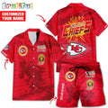 NFL Kansas City Chiefs Combo Hawaiian Shirt And Shorts, Football Summer Beach Hawaiian Sets
