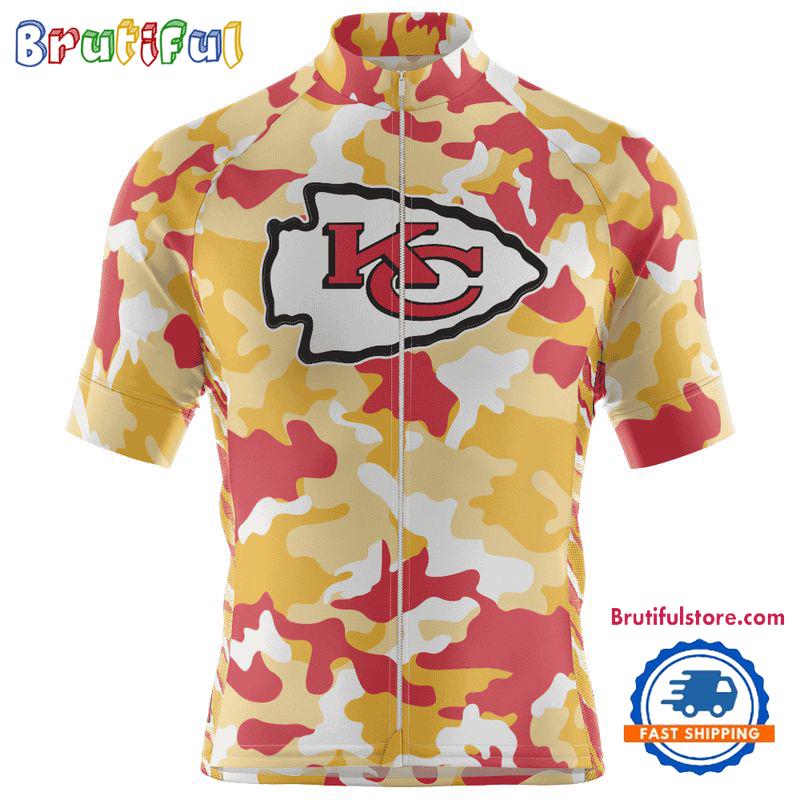 NFL Kansas City Chiefs Football Team Colorful Camo Cycling Jersey