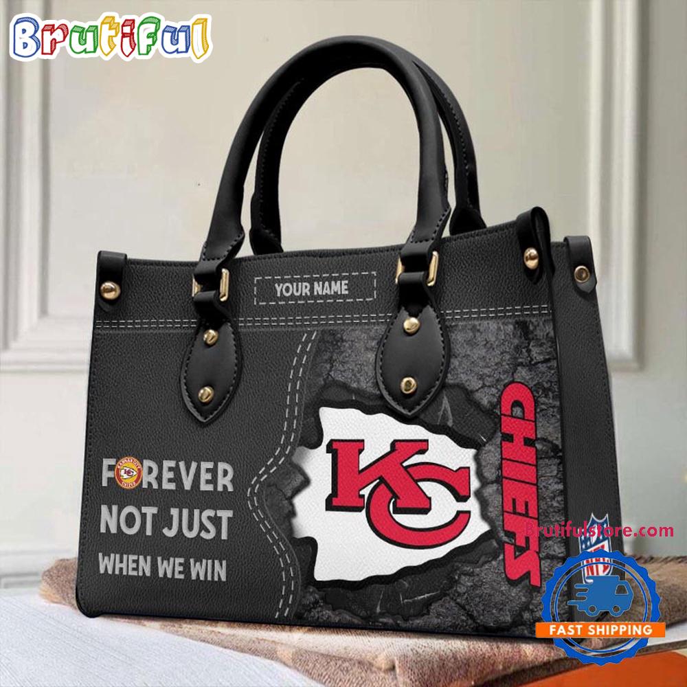 NFL Kansas City Chiefs Forever Not Just When We Win Women’s Leather Hand Bag