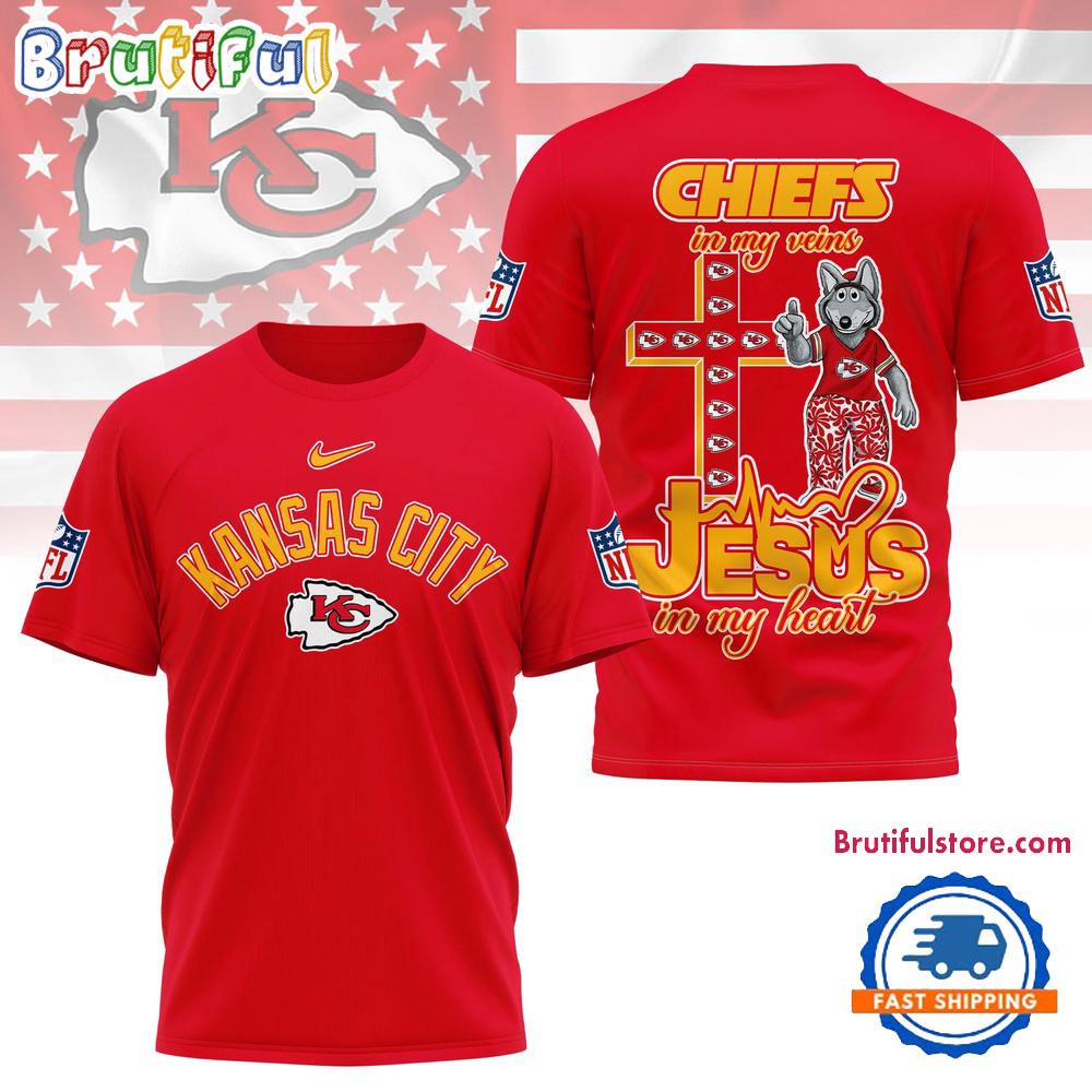 NFL Kansas City Chiefs Jesus In My Veins In My Heart All Over Print Shirt