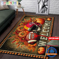 NFL Kansas City Chiefs Pumpkin Flower Football Halloween Rectangle Rug