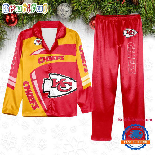 NFL Kansas City Chiefs Special Football Team Winter Season Satin Pajamas Set