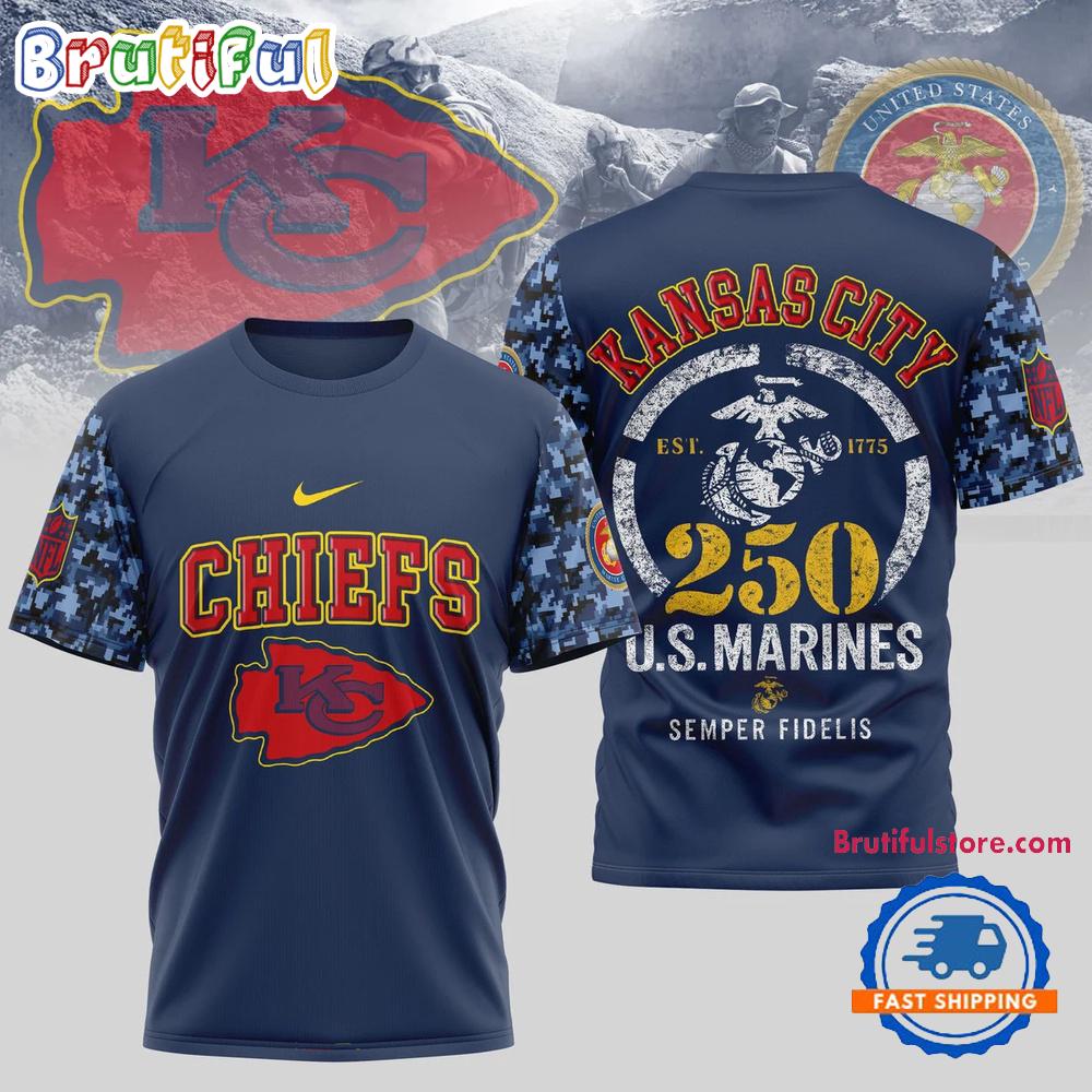 NFL Kansas City Chiefs US Marines 250 Years Est.1775 Unisex 3D T Shirt