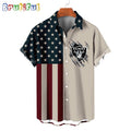 NFL Las Vegas Raiders American Flag Summer Button Hawaiian Shirt
