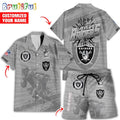 NFL Las Vegas Raiders Combo Hawaiian Shirt And Shorts, Football Summer Beach Hawaiian Sets