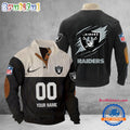 NFL Las Vegas Raiders Football Team Custom Name And Number Buttoned Collar Sweatshirt