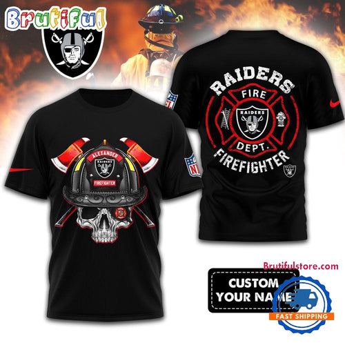 NFL Las Vegas Raiders Football Team Fire Fighter Unisex 3D Shirt
