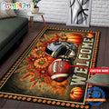 NFL Las Vegas Raiders Pumpkin Flower Football Halloween Rectangle Rug