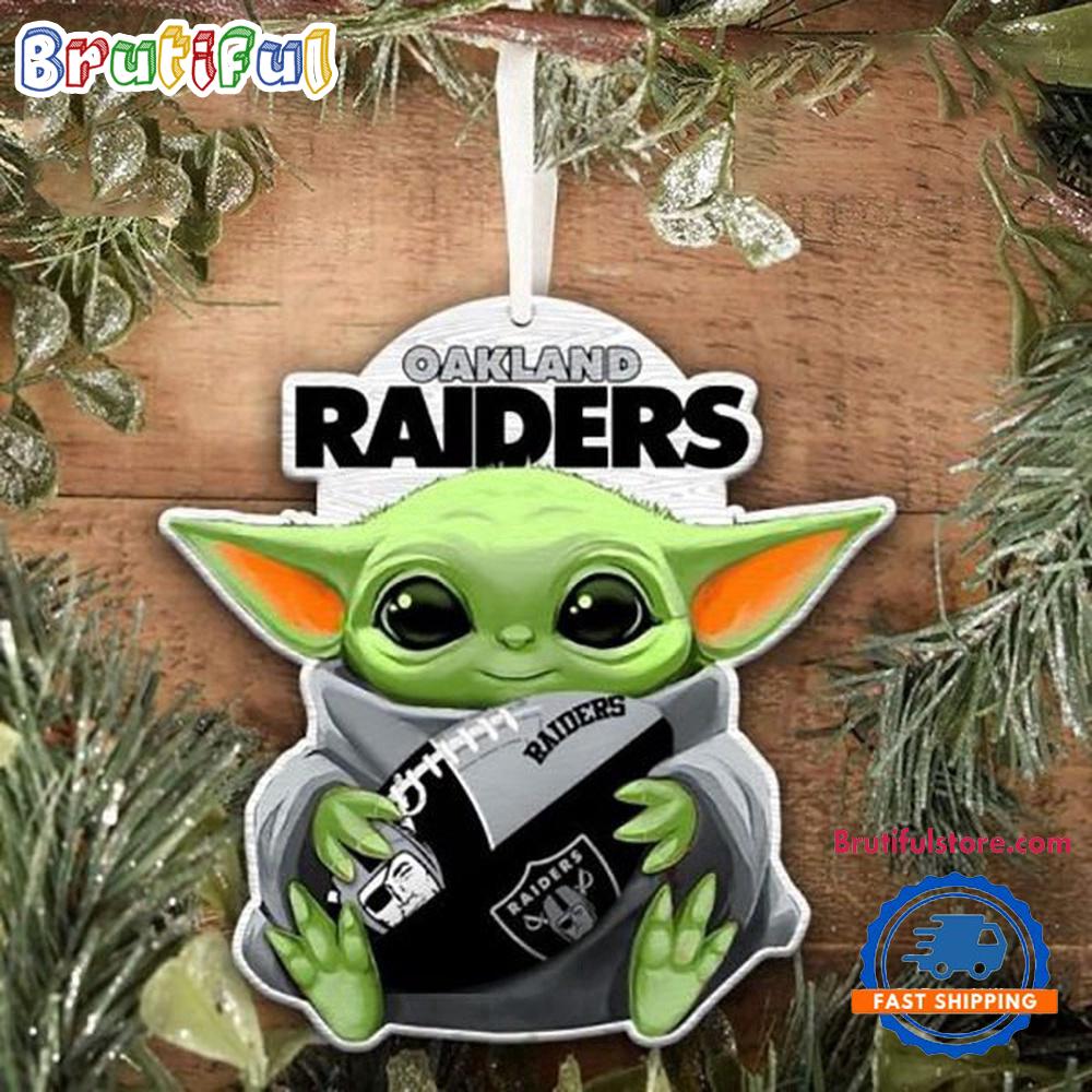 NFL Las Vegas Raiders Special Baby Yoda Star Wars Movies Christmas Ornament, Football Christmas Tree Ornament