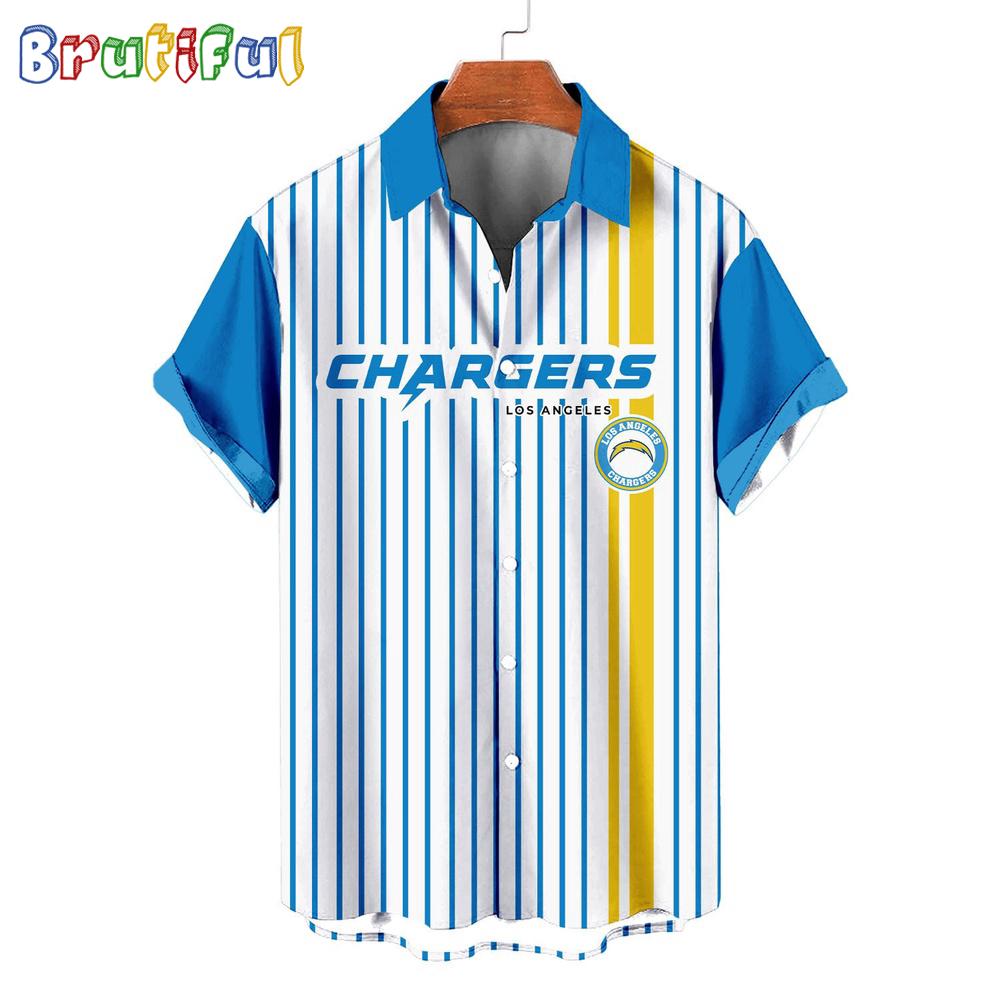 NFL Los Angeles Chargers Classic Retro Mascot Line Summer Beach Hawaiian Shirt